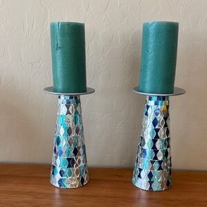 Mosaic candle stick holders
